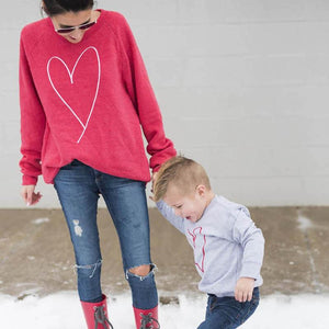 Embroidery Heart Shape T-shirt  Matching Outfits